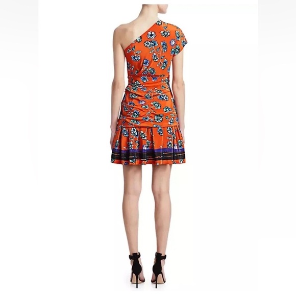 10 Crosby Derek Lam Orange Floral One-Shoulder Dress size 4 - Picture 2 of 12